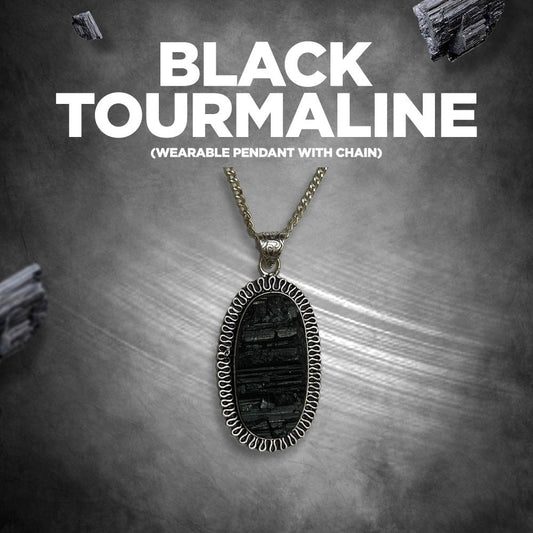 Black Tourmaline (Wearable Pendant with Chain)